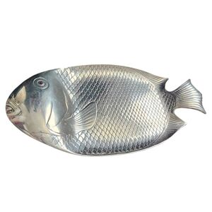 ARTHUR COURT‎ 1979 Cast Aluminum Large Fish Platter Tray with Carnelian Eye